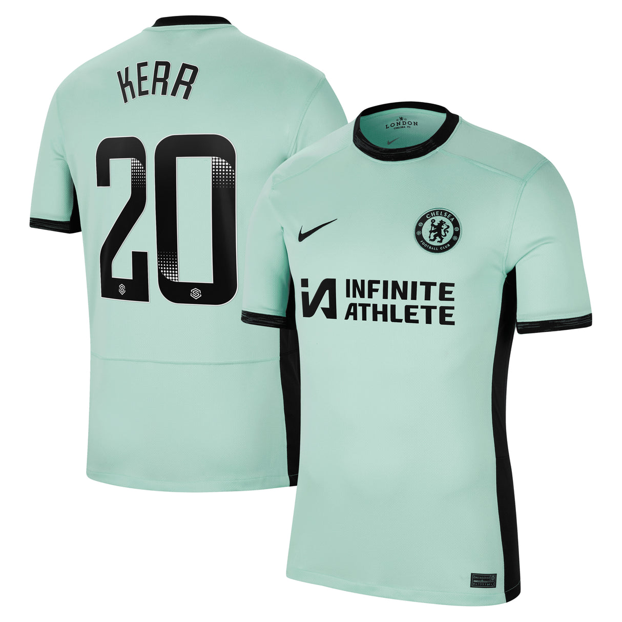 Chelsea WSL Nike Third Stadium Sponsored Shirt 2023-24 with Kerr 20 printing