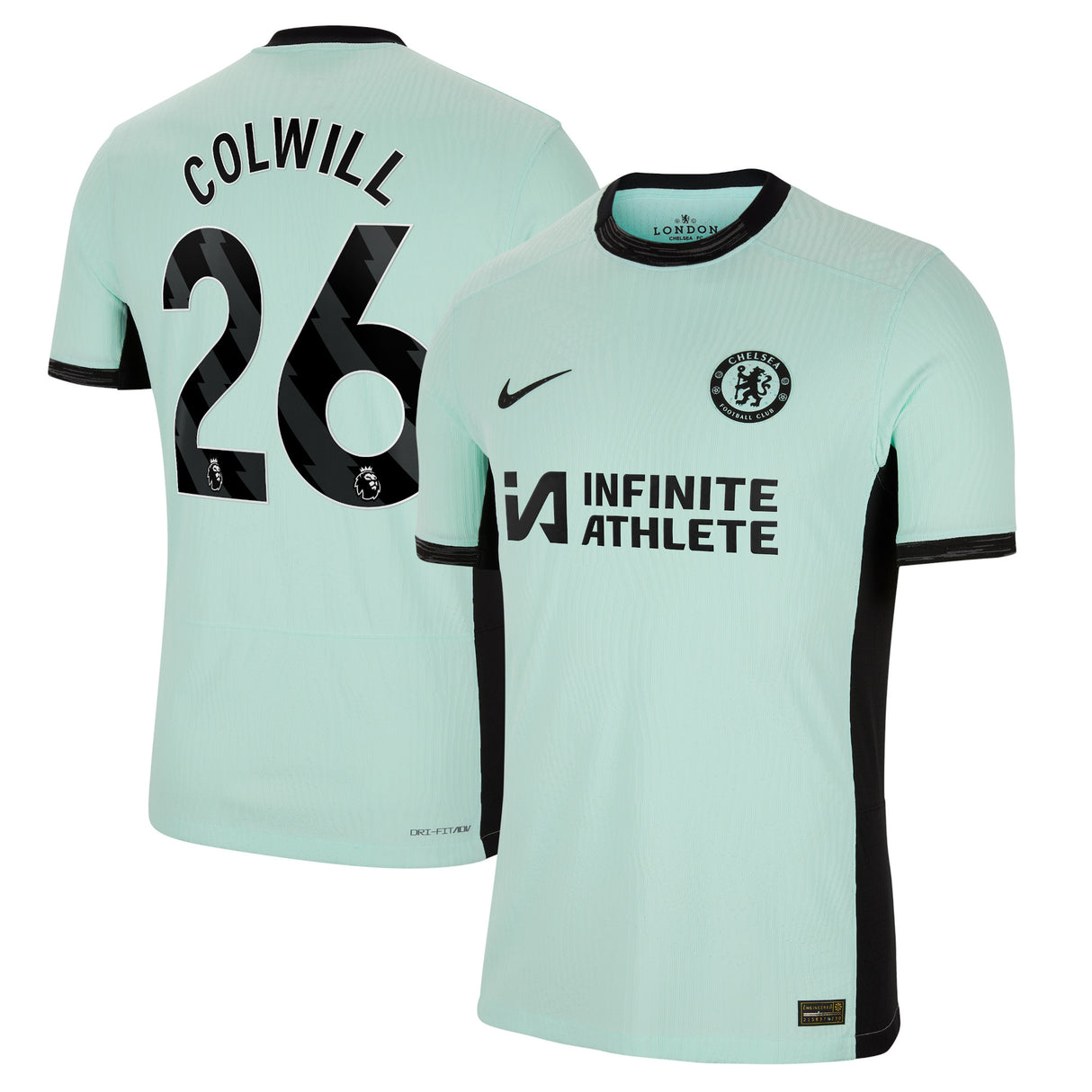 Chelsea Third Vapor Match Sponsored Shirt 2023-24 with Colwill 26 printing - Kit Captain