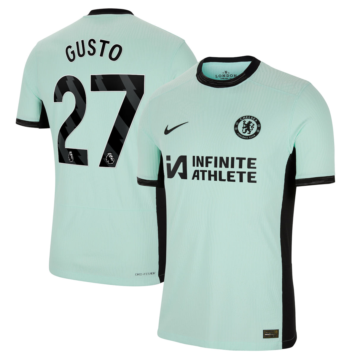 Chelsea Third Vapor Match Sponsored Shirt 2023-24 with Gusto 27 printing - Kit Captain