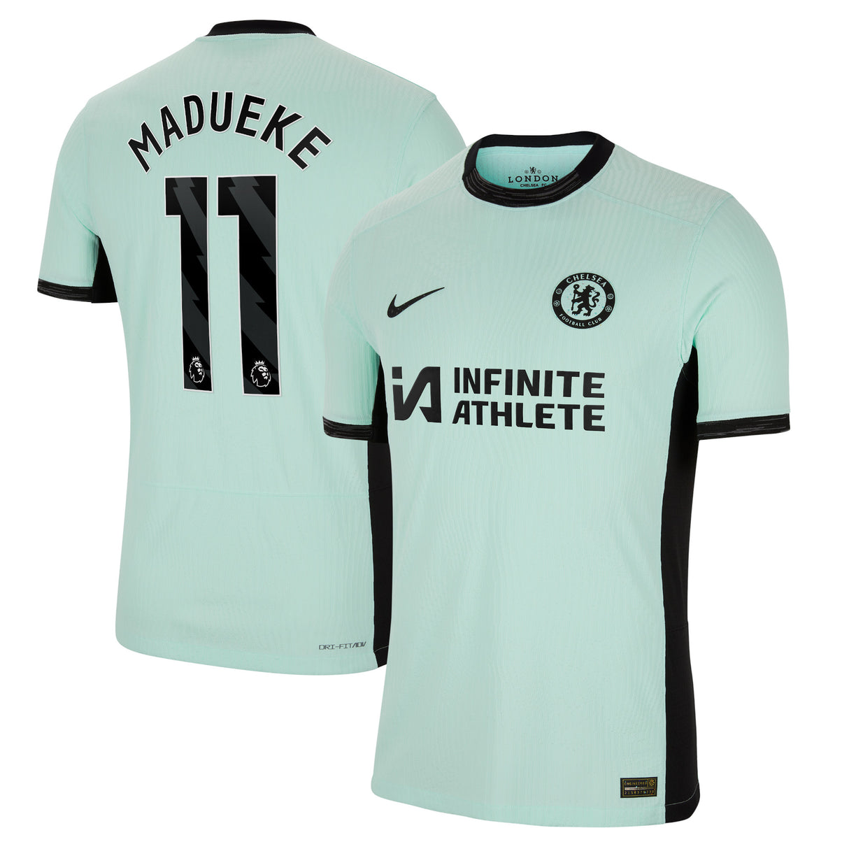 Chelsea Third Vapor Match Sponsored Shirt 2023-24 with Madueke 11 printing - Kit Captain