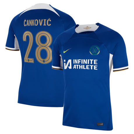 Chelsea Cup Nike Home Stadium Sponsored Shirt 2023-24 with Čanković 28 printing