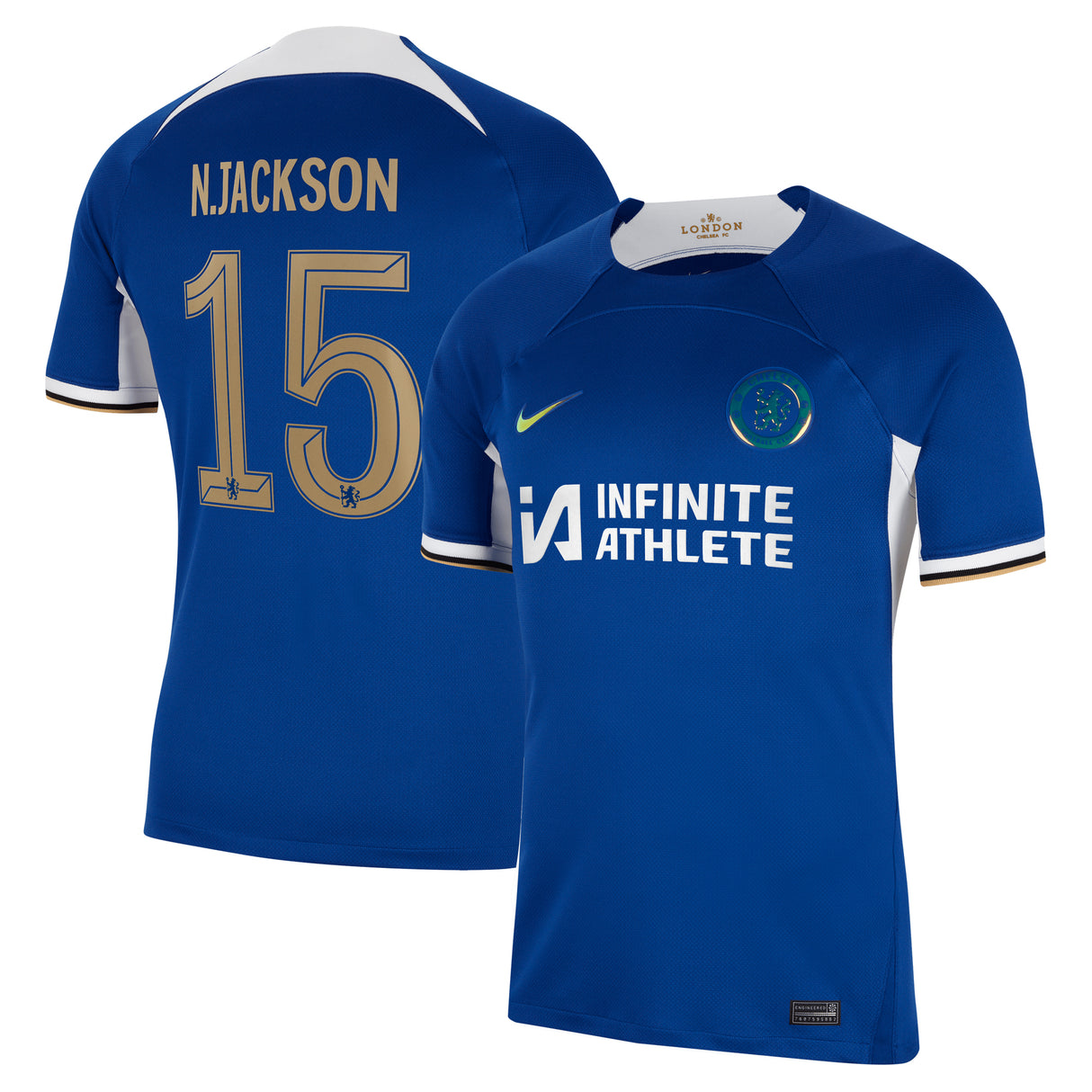 Chelsea Cup Nike Home Stadium Sponsored Shirt 2023-24 with N.Jackson 15 printing