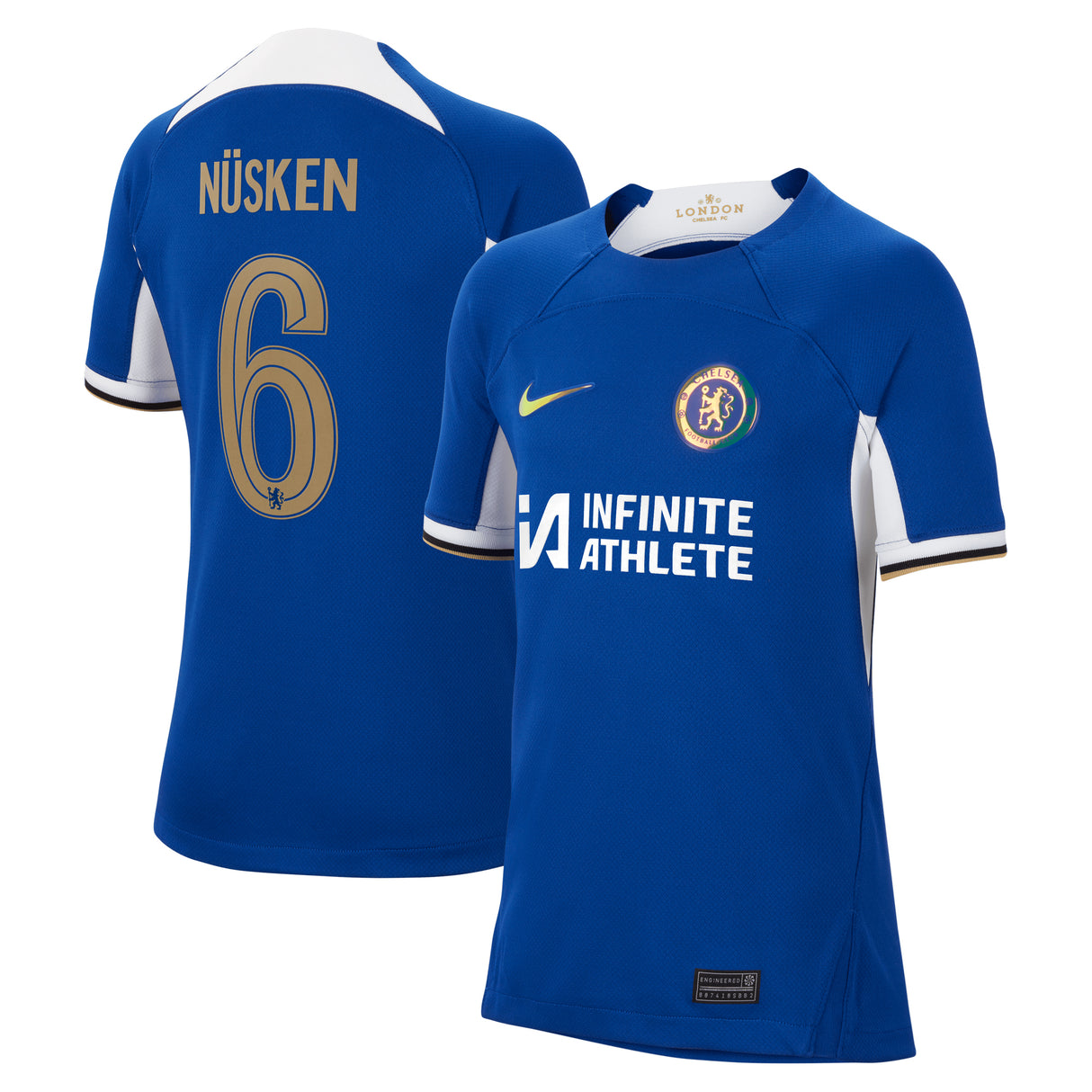 Chelsea Cup Nike Home Stadium Sponsored Shirt 2023-24 - Kids with Nüsken 6 printing