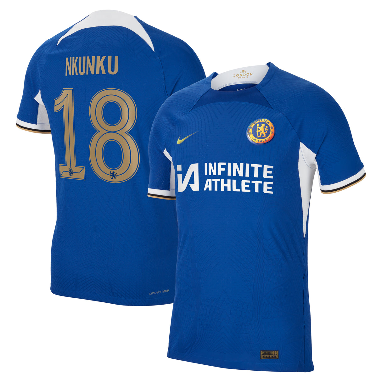 Chelsea Cup Home Vapor Match Sponsored Shirt 2023-24 with Nkunku 18 printing - Kit Captain