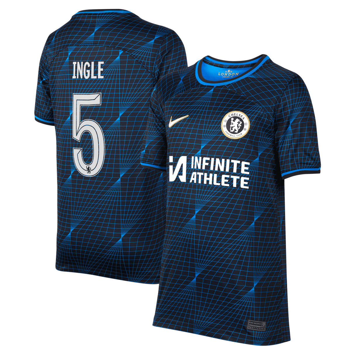 Chelsea Nike Cup Away Stadium Sponsored Shirt 2023-24 - Kids with Ingle 5 printing