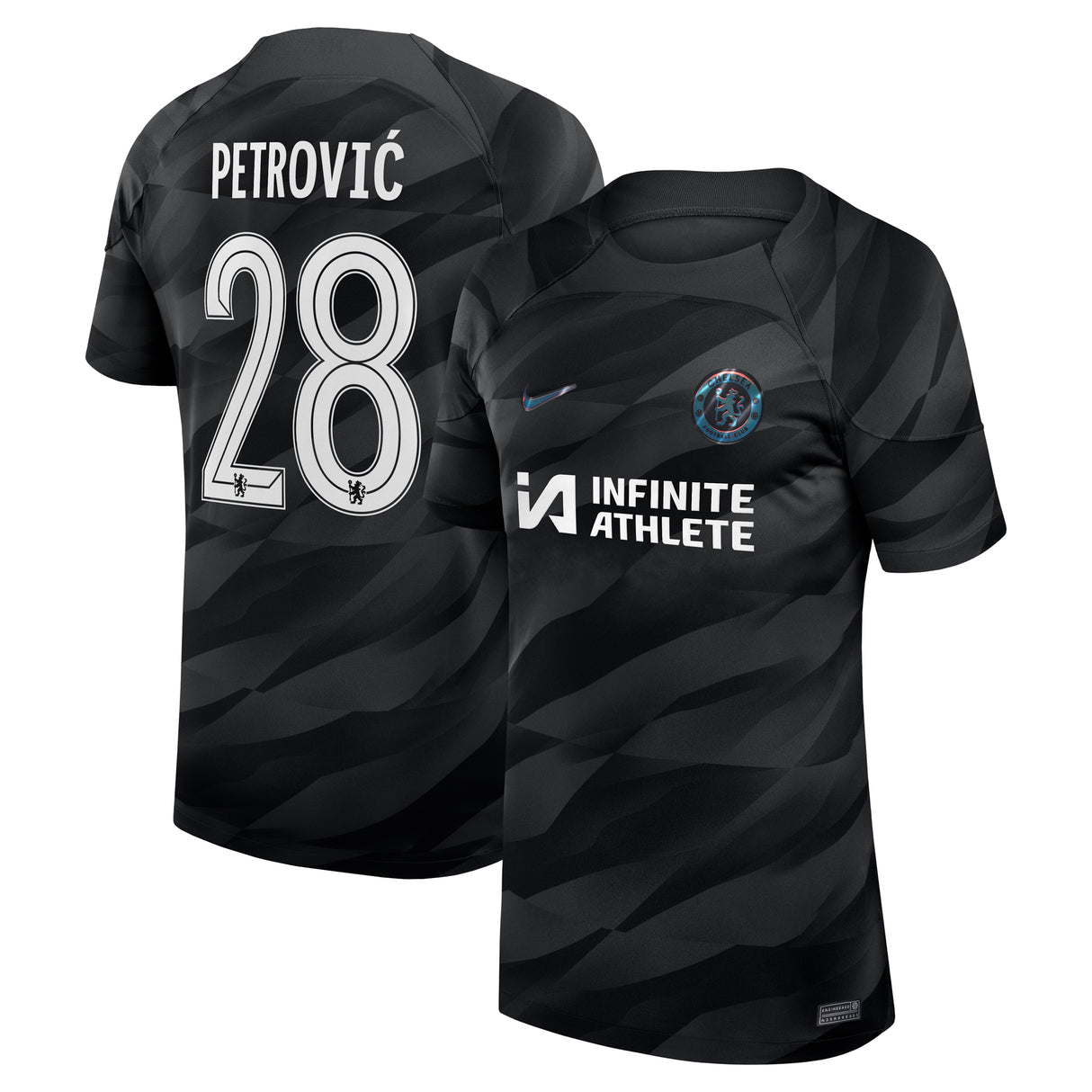 Chelsea Cup Nike Stadium Goalkeeper Sponsored Shirt 2023-24 - Kids with PetroviÄ‡ 28 printing - Kit Captain