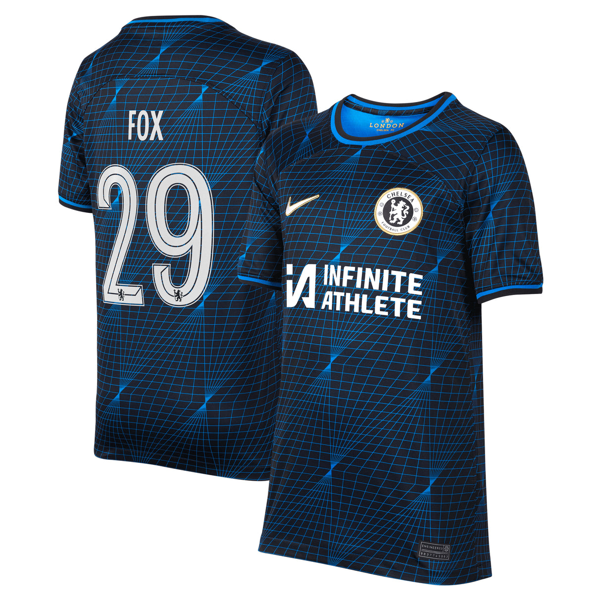 Chelsea Nike Cup Away Stadium Sponsored Shirt 2023-24 - Kids with Fox 29 printing