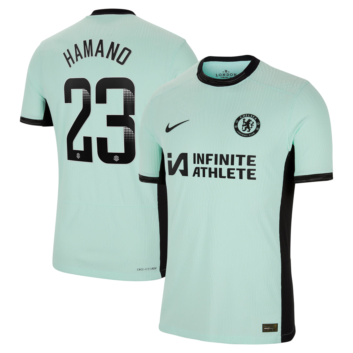 Chelsea WSL Nike Third Vapor Match Sponsored Shirt 2023-24 with Hamano 23 printing