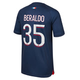 Paris Saint-Germain Nike Home Stadium Shirt 2023-24 - Kids with Beraldo 35 printing