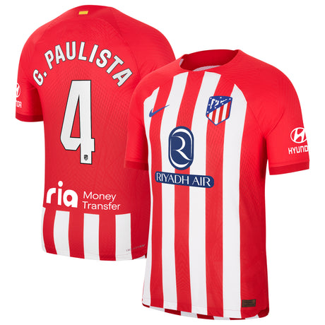 Atlético de Madrid Nike Home Vapor Match Shirt 2023-24 with G.Paulista 4 printing