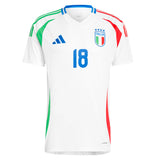 Italy adidas Away Shirt 2024 with Barella 18 printing