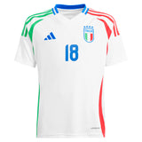 Italy adidas Away Shirt 2024 - Kids with Barella 18 printing