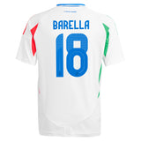 Italy adidas Away Shirt 2024 - Kids with Barella 18 printing